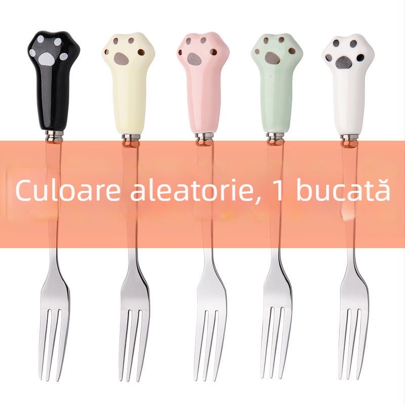 Set de 5 furculițe din oțel inoxidabil pentru fructe, pentru uz casnic – furculițe mici pentru prăjituri, desert, salate și mooncakes