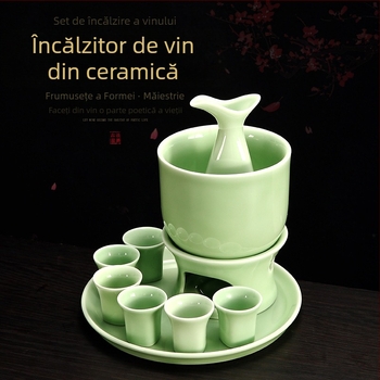 Încălzitor și dozator din porțelan celadon, set de pahare pentru sake pentru uz casnic, cadou de afaceri cu logo personalizat