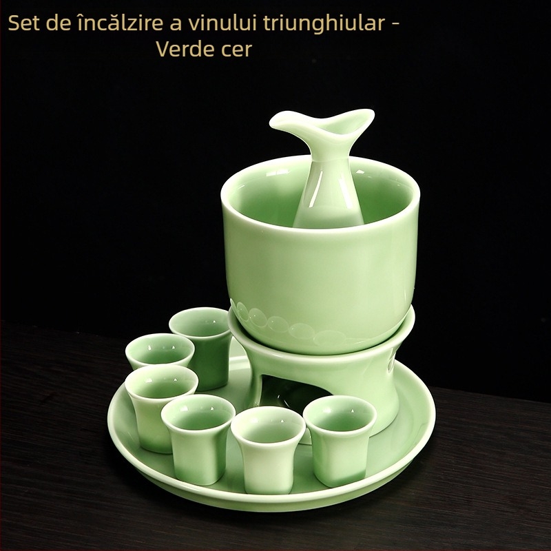 Încălzitor și dozator din porțelan celadon, set de pahare pentru sake pentru uz casnic, cadou de afaceri cu logo personalizat