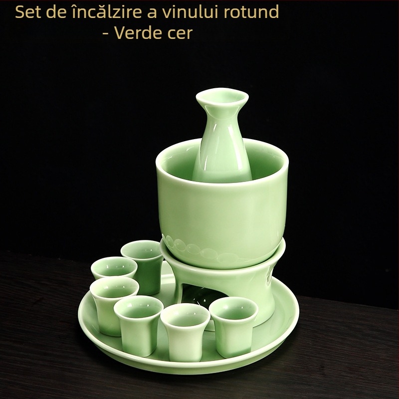 Încălzitor și dozator din porțelan celadon, set de pahare pentru sake pentru uz casnic, cadou de afaceri cu logo personalizat