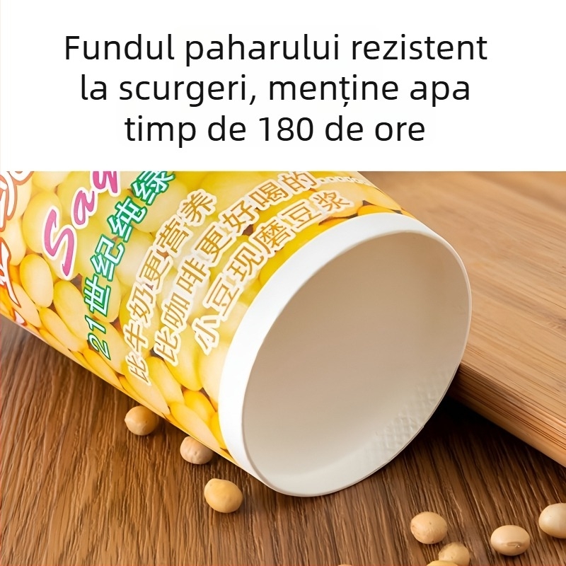 Pahar de hârtie cu capac pentru lapte de soia, de unică folosință, pentru mic dejun la pachet