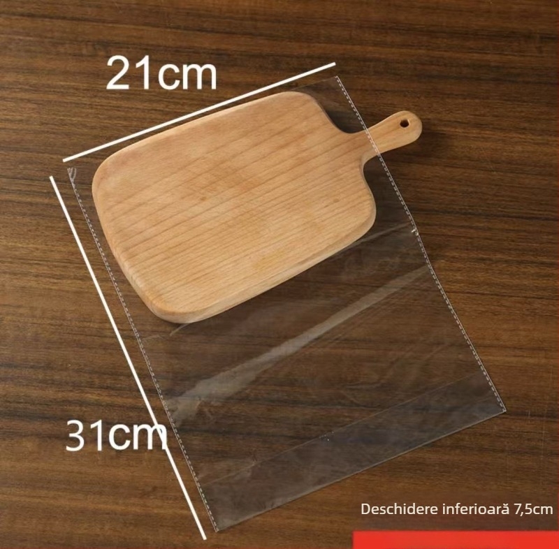 Pungi transparente de ambalare cu deschidere plată pentru toast, pâine, biscuiți și produse de panificație.