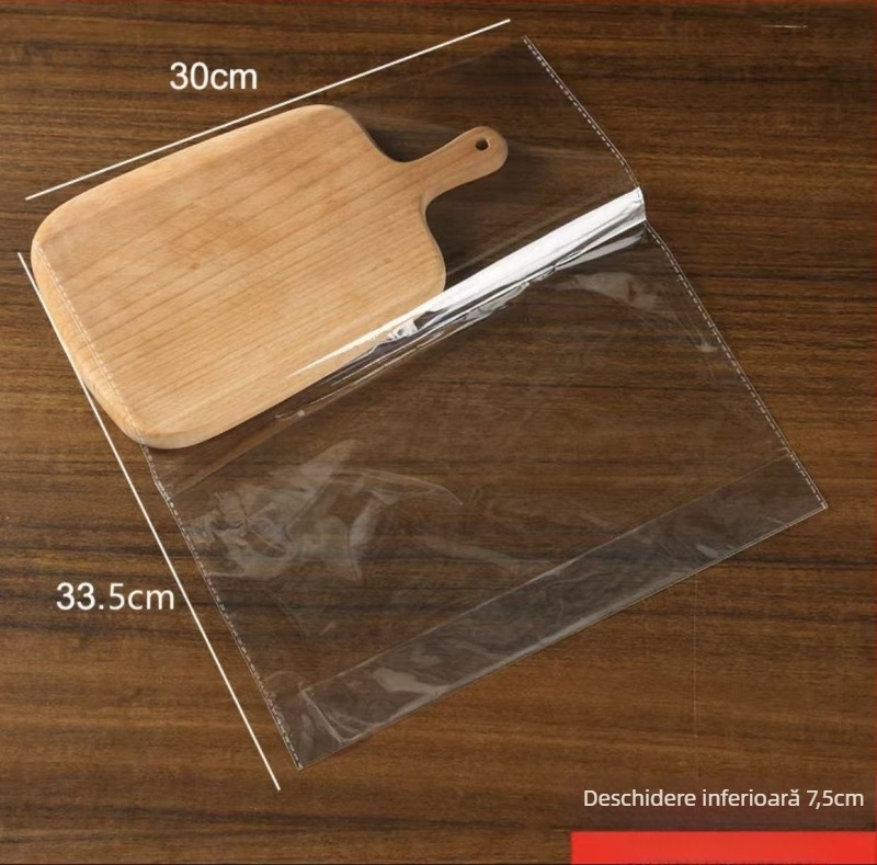 Pungi transparente de ambalare cu deschidere plată pentru toast, pâine, biscuiți și produse de panificație.