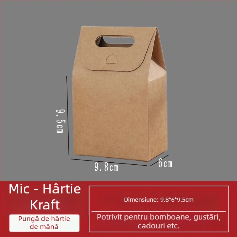 Cutie din hârtie kraft cu mâner pentru ambalarea bomboanelor și gustărilor