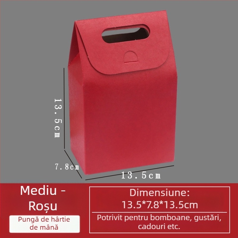 Cutie din hârtie kraft cu mâner pentru ambalarea bomboanelor și gustărilor