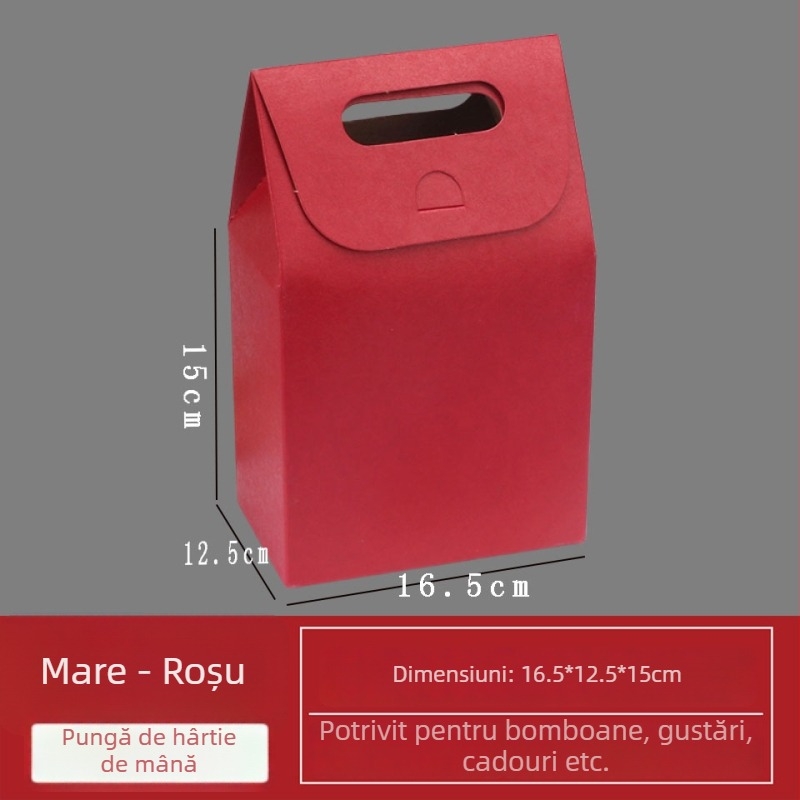 Cutie din hârtie kraft cu mâner pentru ambalarea bomboanelor și gustărilor