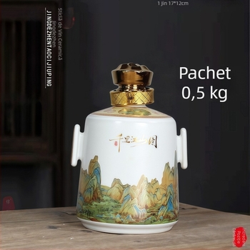 Sticlă ceramică goală pentru vin, model Mii de râuri și munți, porțelan alb, sticlă mică