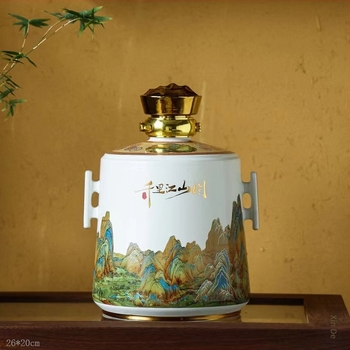 Sticlă ceramică goală pentru vin, model Mii de râuri și munți, porțelan alb, sticlă mică