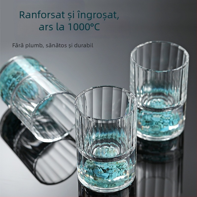 Set turcoaz din cristal pentru băuturi cu pahare de vin alb și suport pentru pahare