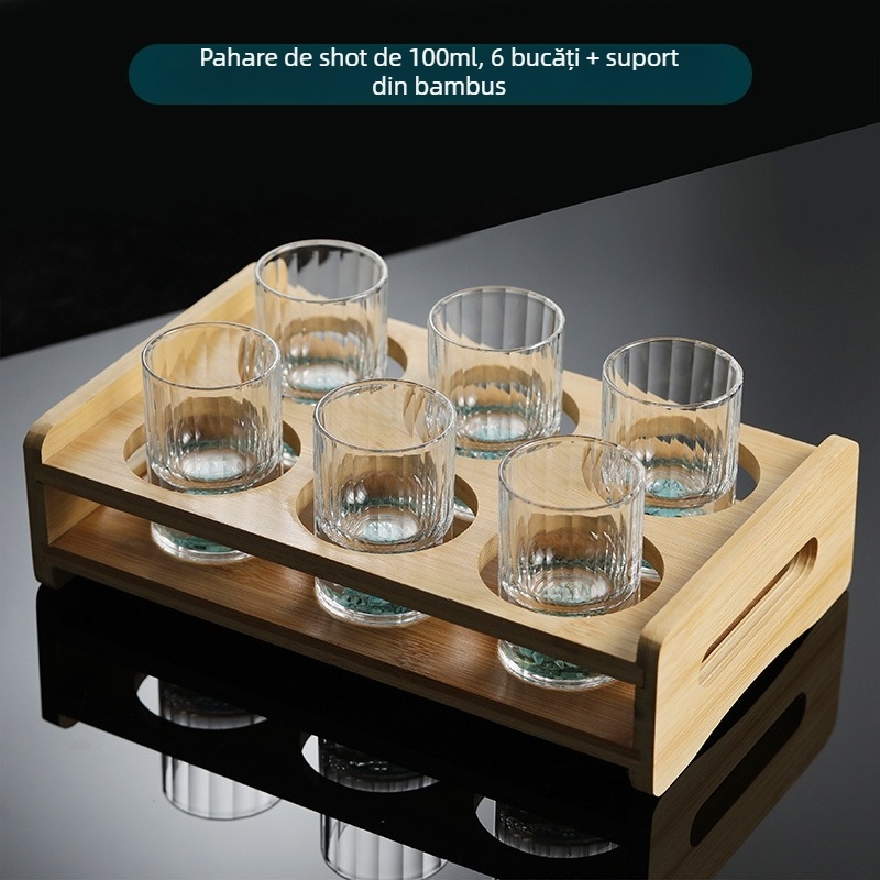 Set turcoaz din cristal pentru băuturi cu pahare de vin alb și suport pentru pahare