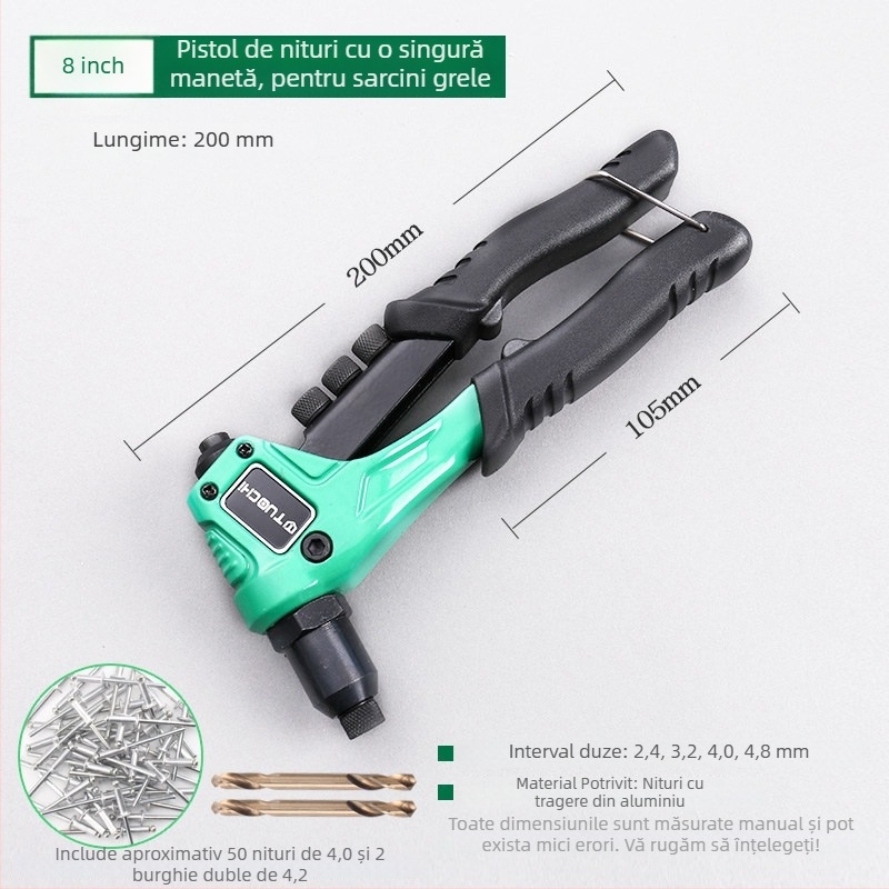 Pistol manual de nituri pentru uz casnic, dispozitiv mic de nituri, calitate industrială, economisire de efort