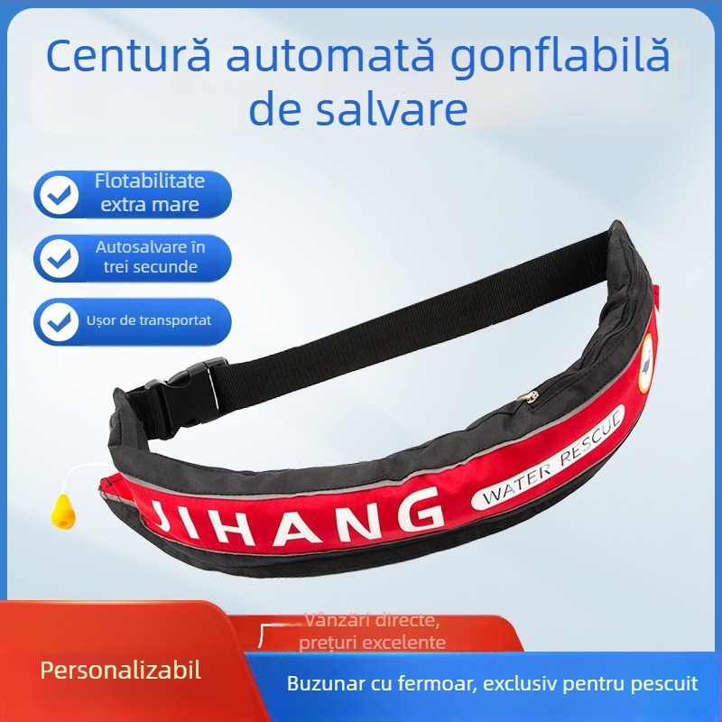 Centură de salvare gonflabilă de lux pentru adulți, cu flotabilitate înaltă, portabilă pentru pescuit și navigație