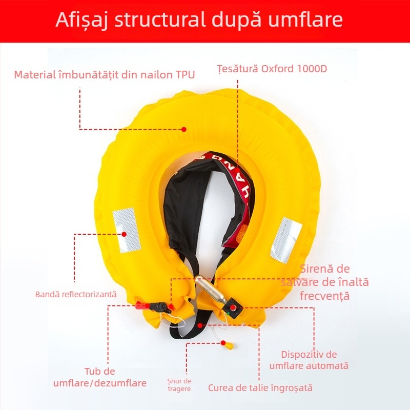 Centură de salvare gonflabilă de lux pentru adulți, cu flotabilitate înaltă, portabilă pentru pescuit și navigație