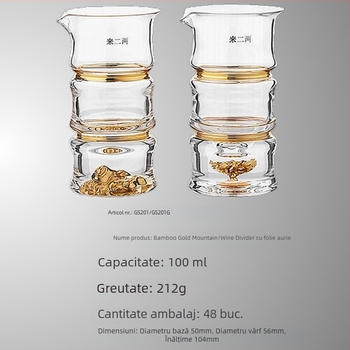 Set de pahare din sticlă cristal cu foiță de aur, stil chinezesc, pahare mici pentru vin, cadou pentru uz casnic