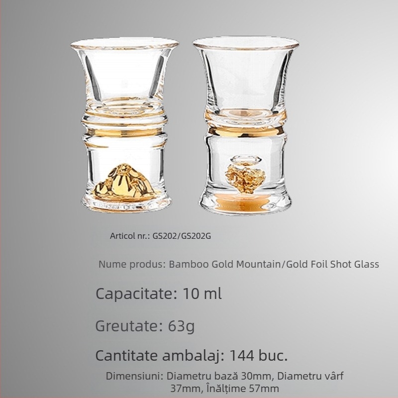 Set de pahare din sticlă cristal cu foiță de aur, stil chinezesc, pahare mici pentru vin, cadou pentru uz casnic