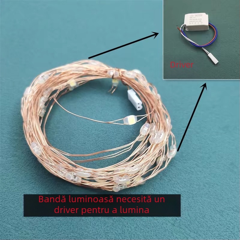 Șir de LED cu sârmă de cupru, inimă, 24V, schimbare culori RGB, joasă tensiune, iluminat ambiental interior
