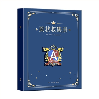 A4 Album de certificate în stil britanic pentru băieți, cu nume personalizabil, album de desene pentru școala primară, pentru montat pe perete și expunerea certificatelor de onoare