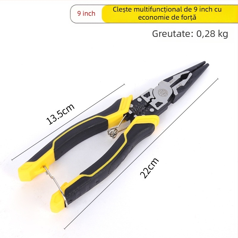 Clește multifuncțional pentru dezizolarea cablurilor, 9 inch; clește pentru cabluri, 8 inch; clește cu nas subțire; clește diagonal 6 inch; clește industrial cu mecanism de blocare