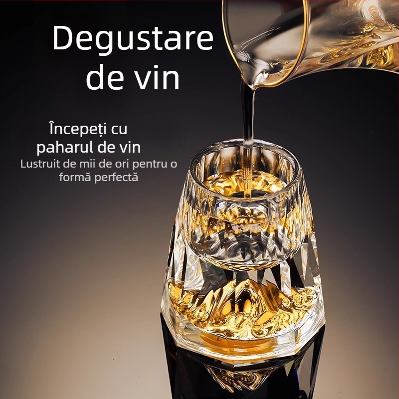 Set de pahare din cristal Diamond Jinshan pentru băuturi spirtoase, dispenser în stil chinezesc pentru acasă și petreceri