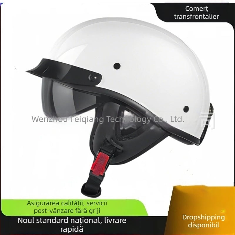  Cască motocicletă tip half-helmet, certificată 3C, pentru biciclete electrice, toate anotimpurile, protecție UV
