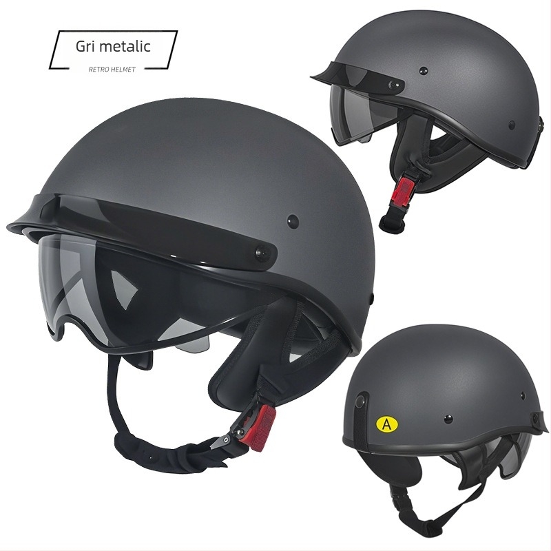  Cască motocicletă tip half-helmet, certificată 3C, pentru biciclete electrice, toate anotimpurile, protecție UV