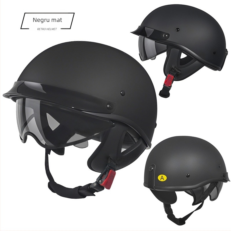  Cască motocicletă tip half-helmet, certificată 3C, pentru biciclete electrice, toate anotimpurile, protecție UV