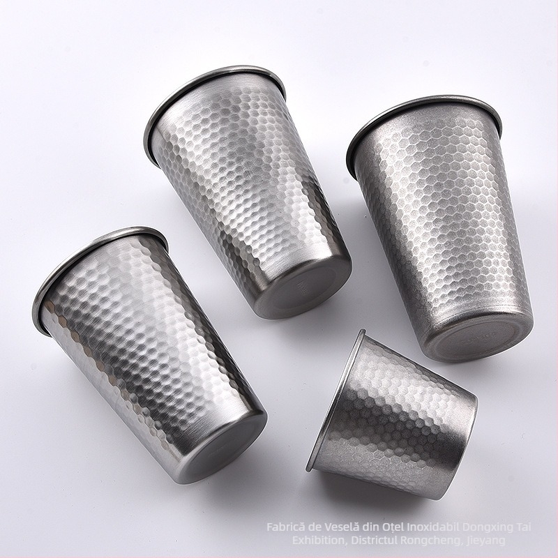 Cană din oțel inoxidabil 304, cu model diamant, pentru băuturi: cafea, băuturi calde și reci, camping