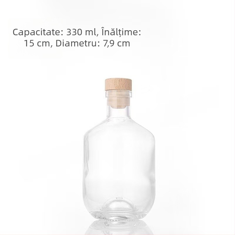 Sticlă de vin din sticlă cu model diamant, 500 ml, sigilată cu dop din plută, pentru vinuri de fructe și vin roșu de casă, sticlă goală