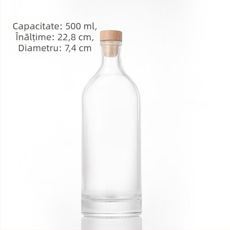 Sticlă de vin din sticlă cu model diamant, 500 ml, sigilată cu dop din plută, pentru vinuri de fructe și vin roșu de casă, sticlă goală