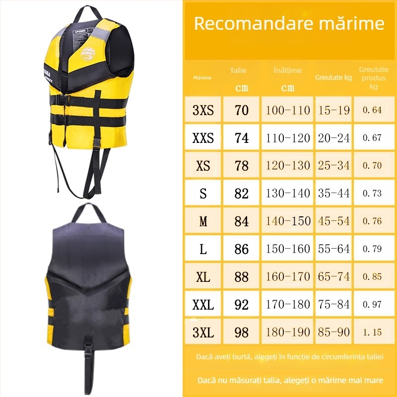 Vesta de salvare pentru copii, cu plutire mare, pentru barcă și snorkeling
