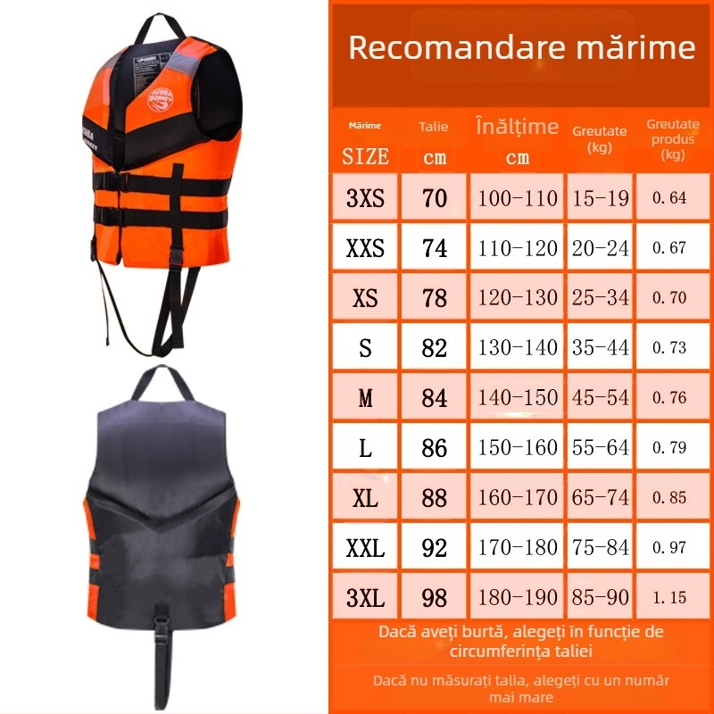 Vesta de salvare pentru copii, cu plutire mare, pentru barcă și snorkeling