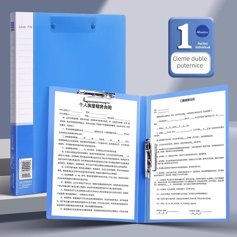 Set de 10 dosare A4 groase, cu clips puternice – clip unic și dublu, pentru depozitare pe birou