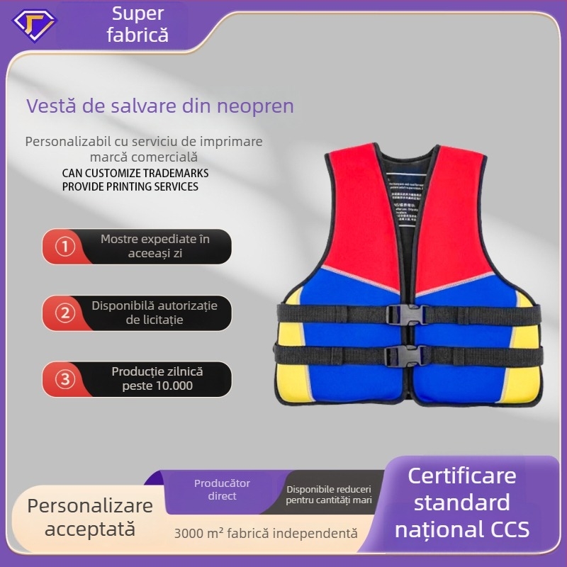 Vestă de salvare din neopren, flotabilitate mare, pentru dragon boat și utilizare pe ambarcațiuni montate pe mașină, portabilă, pentru adulți și copii