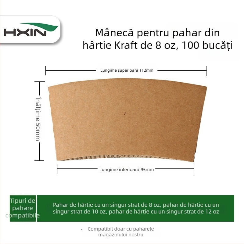 Suport de unică folosință pentru pahar din Kraft, pentru cafea și ceai cu lapte, husă izolatoare din plastic pentru pahare la pachet