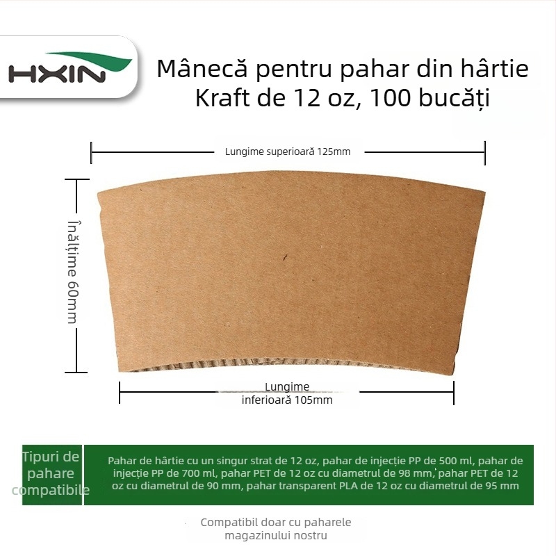 Suport de unică folosință pentru pahar din Kraft, pentru cafea și ceai cu lapte, husă izolatoare din plastic pentru pahare la pachet
