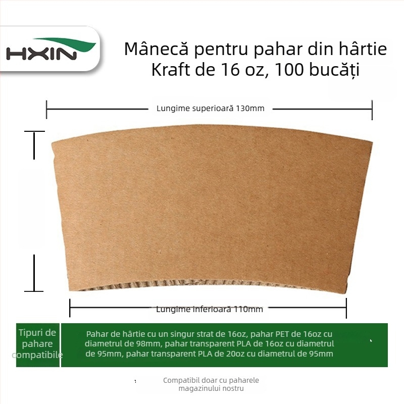 Suport de unică folosință pentru pahar din Kraft, pentru cafea și ceai cu lapte, husă izolatoare din plastic pentru pahare la pachet