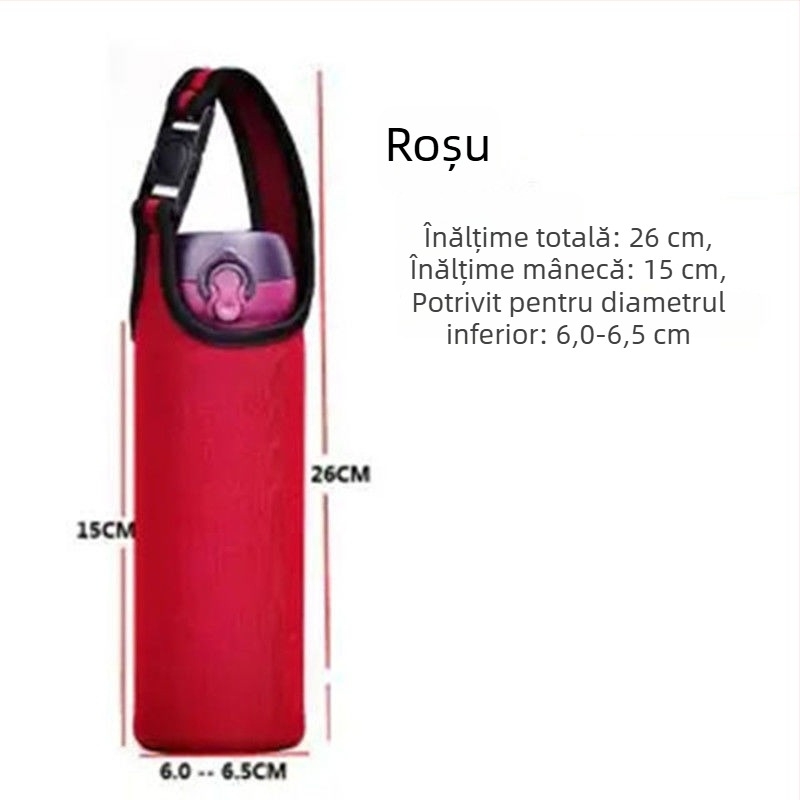 Husă universală de protecție pentru pahare din sticlă, cu izolație și curea de purtare, rezistentă la cădere și la temperaturi, accesoriu de călătorie cu curea peste umăr