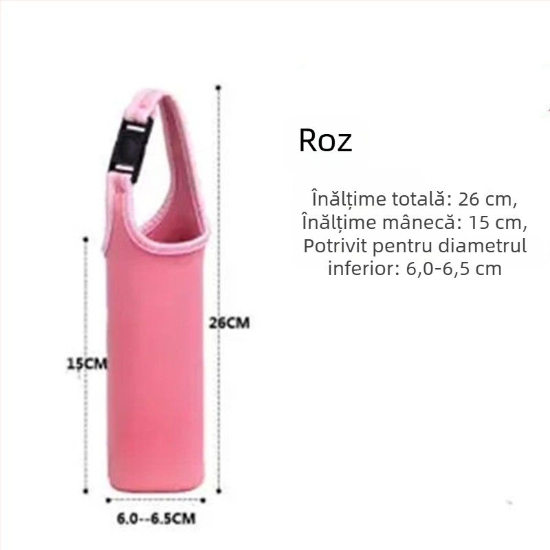 Husă universală de protecție pentru pahare din sticlă, cu izolație și curea de purtare, rezistentă la cădere și la temperaturi, accesoriu de călătorie cu curea peste umăr