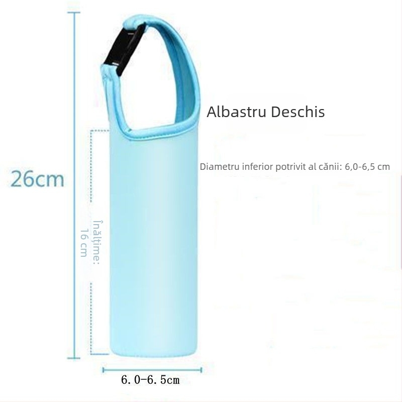 Husă universală de protecție pentru pahare din sticlă, cu izolație și curea de purtare, rezistentă la cădere și la temperaturi, accesoriu de călătorie cu curea peste umăr