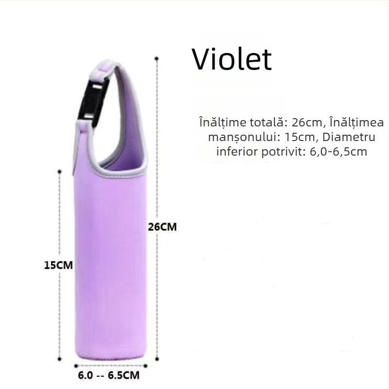 Husă universală de protecție pentru pahare din sticlă, cu izolație și curea de purtare, rezistentă la cădere și la temperaturi, accesoriu de călătorie cu curea peste umăr