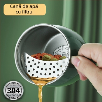 Cană de ceai din oțel inoxidabil 304, formă de semilună, cu filtru - cadou de birou