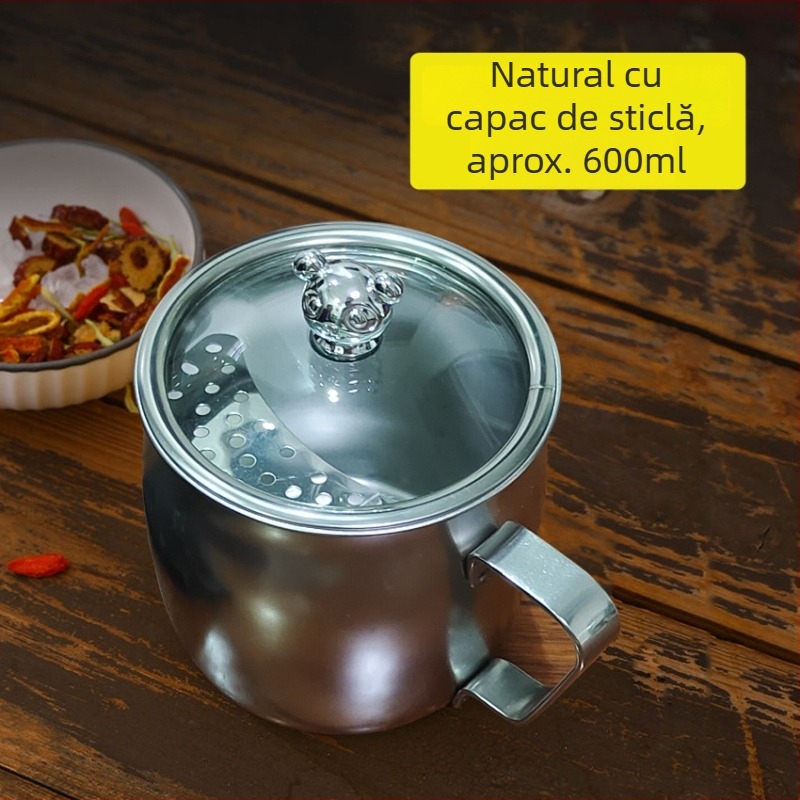 Cană de ceai din oțel inoxidabil 304, formă de semilună, cu filtru - cadou de birou