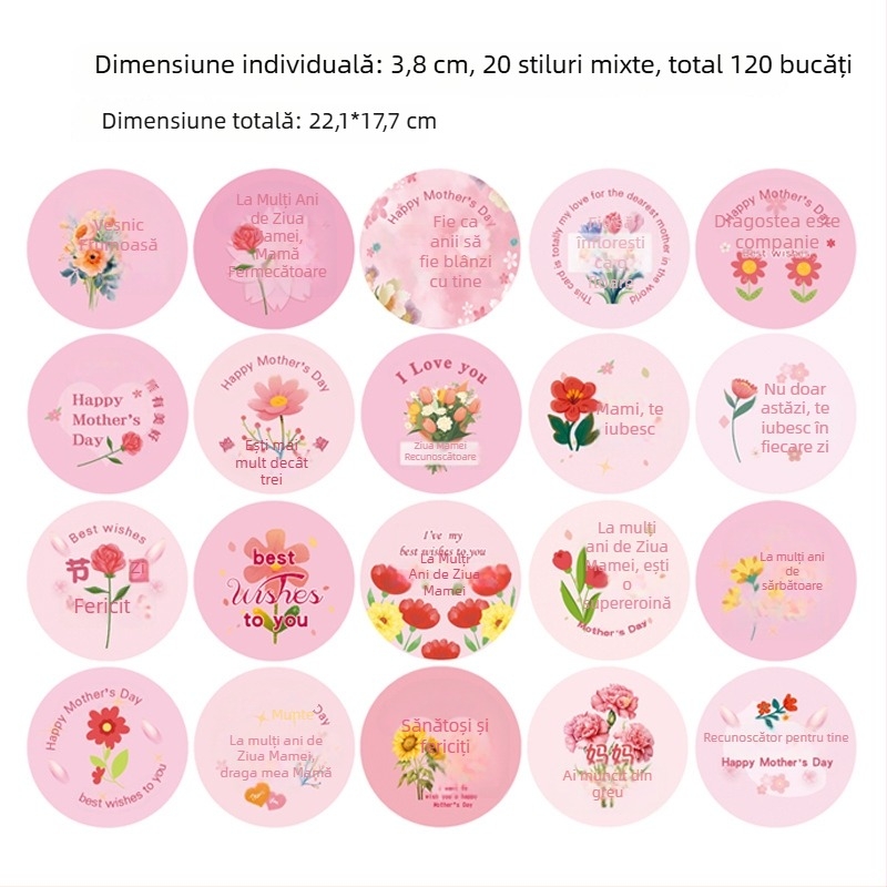 Stickere pentru Ziua Mamei – pentru mamă, modele decorative mici pentru buchet de flori, pungă de cadou și cutie de cadou, autocolante autoadezive