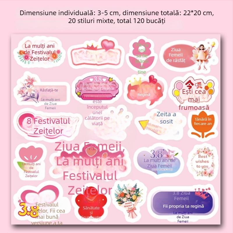 Stickere pentru Ziua Mamei – pentru mamă, modele decorative mici pentru buchet de flori, pungă de cadou și cutie de cadou, autocolante autoadezive