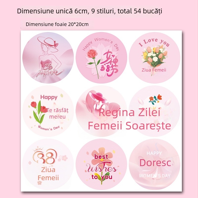 Stickere pentru Ziua Mamei – pentru mamă, modele decorative mici pentru buchet de flori, pungă de cadou și cutie de cadou, autocolante autoadezive