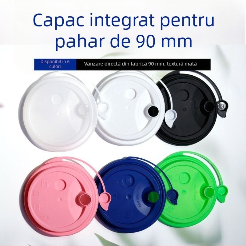 Capac de pahar, o singură bucată, anti-scurgere, din PP, turnare prin injecție, pentru ceai cu lapte de livrare