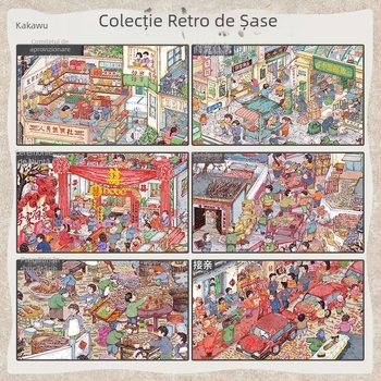 Seria Kaka Wu 26.0: Stickere 3D cu scene de viață miniaturale pentru jurnal DIY, nostalgie din anii '80, stil etnic