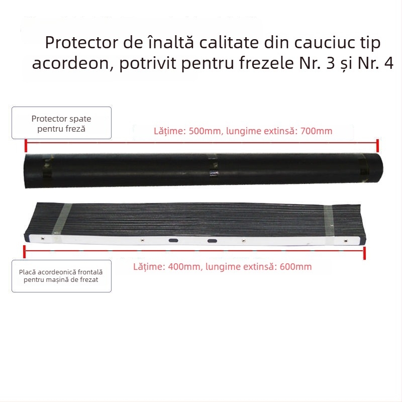Capac de protecție pentru freza turret cu panou din cauciuc în formă de acordeon, protecție la șpanuri metalice și clips pentru cabluri