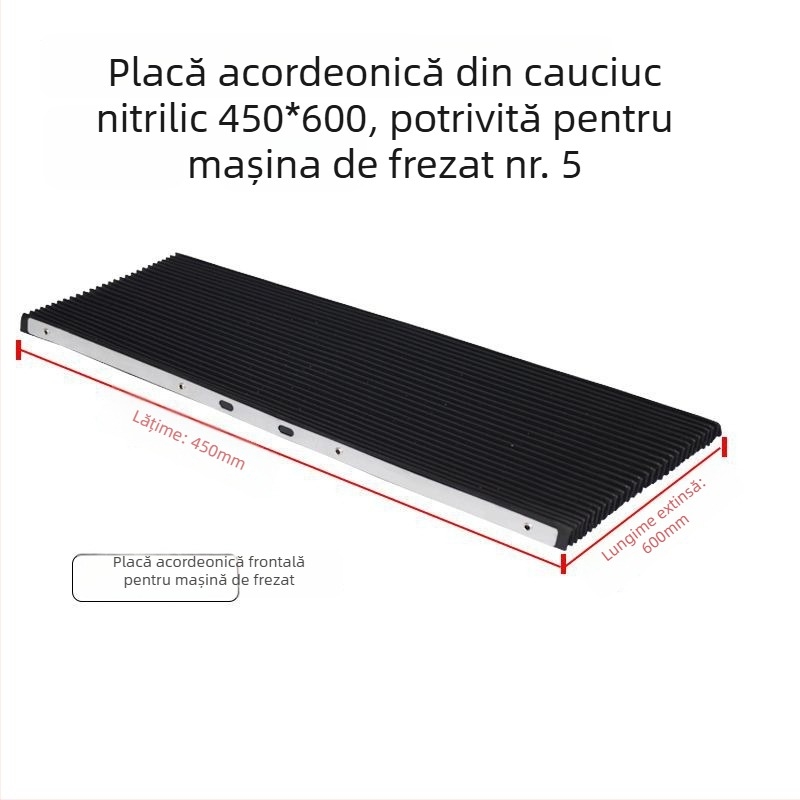 Capac de protecție pentru freza turret cu panou din cauciuc în formă de acordeon, protecție la șpanuri metalice și clips pentru cabluri