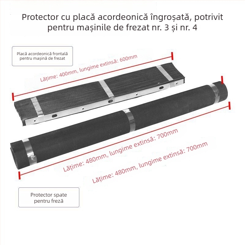 Capac de protecție pentru freza turret cu panou din cauciuc în formă de acordeon, protecție la șpanuri metalice și clips pentru cabluri